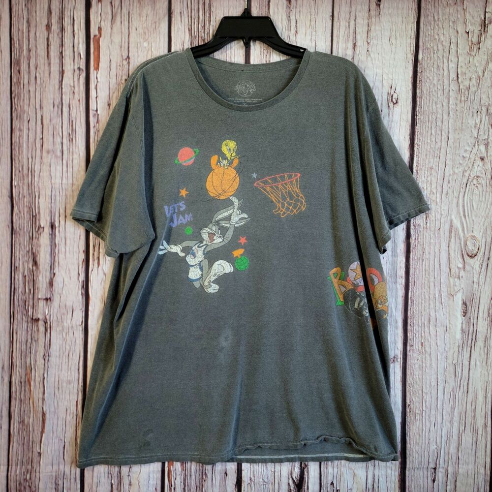 Space Jam T-Shirt XL Crewneck Cotton Mens Bugs Bunny Looney Tunes Daffy Marvin